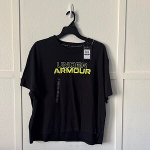 Under Armour Black Crop Top with Neon Yellow Accents